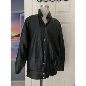 Vintage Miss Astor black leather jacket fits M/L